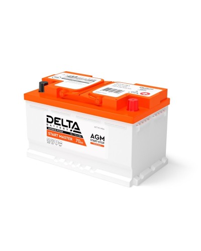 Delta START MASTER AGM 1270 (70 Ah). Аккумулятор автомобильный герметичный свинцово-кислотный. Delta в Сочи
