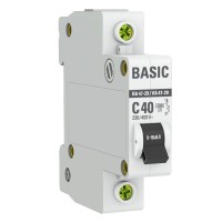 Автоматический выключатель 1P 40А (C) 4,5кА ВА 47-29 Basic (mcb4729-1-40C). Автоматический выключатель. EKF