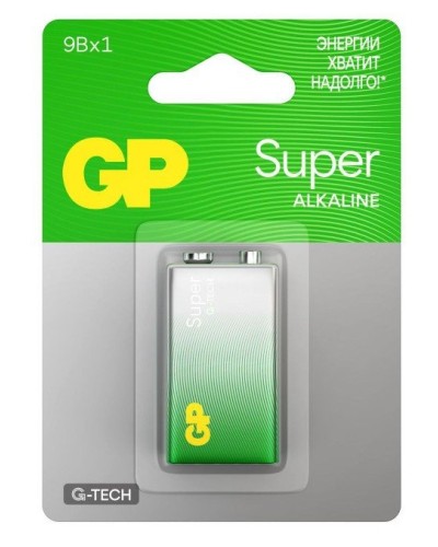 GP Super Alkaline 9V Крона (GP 1604AA21-5CRSBC1), БЛИСТЕР. Алкалиновая батарейка. GP Batteries в Сочи