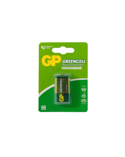 GP GreenCell 9V Крона (GP 1604GLF-2CR1), БЛИСТЕР. Солевая батарейка. GP Batteries в Сочи
