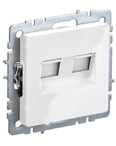 Розетка RJ11+RJ45 РК/Т12-БрБ белая BRITE (BR-KT20-O-1-K01). Розетка двойная. IEK в Сочи