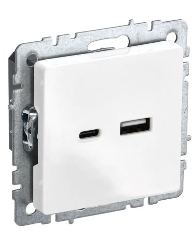 Розетка USB A+C 18Вт РЮ11-1-БрБ белый BRITE (BR-U22-018-K01). Розетка USB. IEK в Сочи