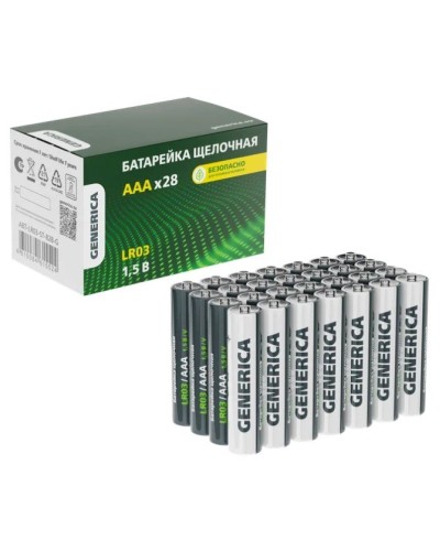 Батарейка Alkaline LR03/AAA GENERICA (28 шт) (ABT-LR03-ST-B28-G). Батарейка щелочная. IEK в Сочи