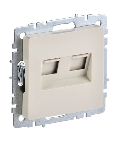 Розетка RJ45 РК10-2-БрКр кат.5E, бежевый BRITE (BR-K20-1-K10). Розетка компьютерная двойная. IEK в Сочи