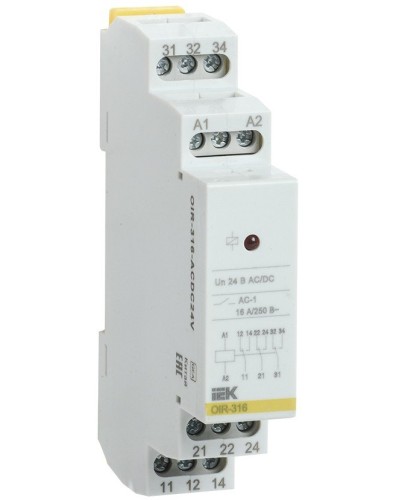 Реле промежуточное модульное OIR 3 контакта 16А 24В AC/DC (OIR-316-ACDC24V). Реле промежуточное модульное. IEK в Сочи