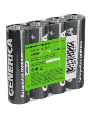 Батарейка солевая R06/AA GENERICA (4 шт) (ABT-R06-ST-L04-G). Батарейка солевая. IEK в Сочи