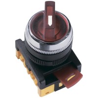 Переключатель ANCLR-22-3 на 3 фиксированных положения красный неон (BSW10-ANCLR-3-K04). Переключатель на 3 положения I-O 1з+1р. IEK