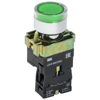 Кнопка LAY5-BW3361 с подсветкой зеленый 1з (BBT50-BW-K06). Кнопка с подсветкой. IEK