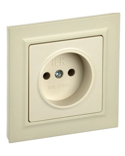 Розетка без з/к в сборе РСР10-1-0-БрКр бежевый BRITE (BR-R10-10-K10-F). Розетка без заземления без защитных шторок. IEK в Сочи