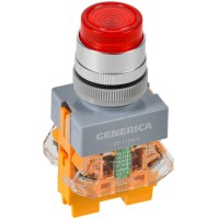 Кнопка D7-11DNZS d=22мм красная GENERICA (BBT50-11DNZS-3-11-K04-G). Кнопка управления с подсветкой и фиксацией. IEK