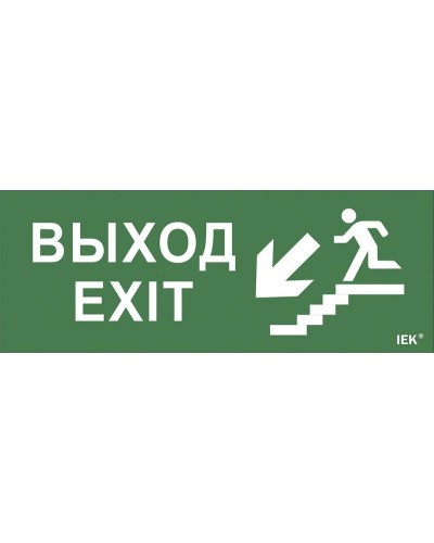 Самоклеящаяся этикетка Выход/лестница вниз/фигура для ССА (LPC10-1-35-13-VLVNF). Самоклеящаяся этикетка 240х90 мм. IEK в Сочи