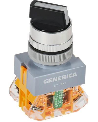 Переключатель D7-11X2 на 2 положения черный GENERICA (BSW50-11X2-3-21-2-K02-G). Переключатель. IEK в Сочи