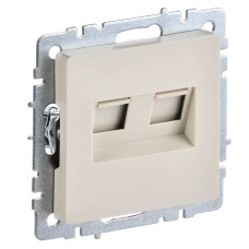 Розетка RJ11+RJ45 РК/Т12-БрКр бежевый BRITE (BR-KT20-O-1-K10). Розетка двойная. IEK