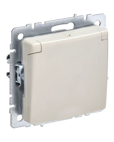 Розетка с з/к РСбш10-3-44-БрКр бежевый BRITE (BR-R16-16-44-K10). Розетка с заземлением с защитными шторками и крышкой. IEK в Сочи