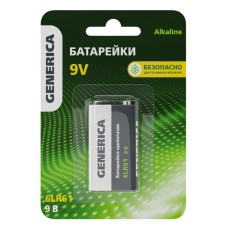 Батарейка Alkaline 6LR61 9V GENERICA (ABT-6LR619V-ST-L02-G). Батарейка щелочная. IEK