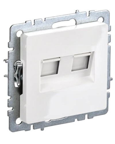 Розетка RJ45 РК10-2-БрБ кат.5E, белая BRITE (BR-K20-1-K01). Розетка компьютерная двойная. IEK в Сочи