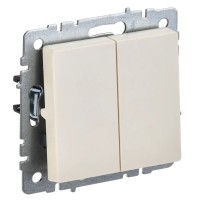 Выключатель 2-клавишный проходной ВС10-2-6-БрКр бежевый BRITE (BR-V22-0-10-K10). Выключатель. IEK