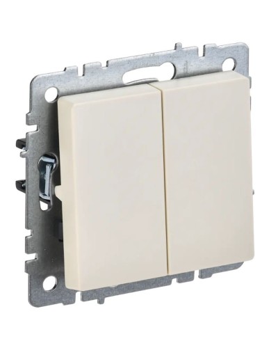 Выключатель 2-клавишный проходной ВС10-2-6-БрКр бежевый BRITE (BR-V22-0-10-K10). Выключатель. IEK в Сочи