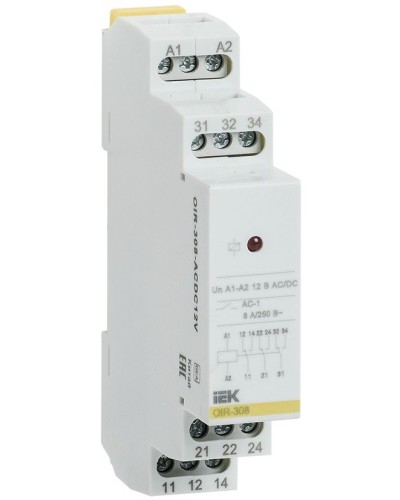 Реле промежуточное модульное OIR 3 контакта 8А 230В AC (OIR-308-AC230V). Реле промежуточное модульное. IEK в Сочи