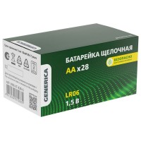 Батарейка Alkaline LR06/AA GENERICA (28 шт) (ABT-LR06-ST-B28-G). Батарейка щелочная. IEK