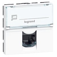 Розетка Mosaic RJ45, одиночная, 2 модуля, Cat 5e, белый (076554): Розетка