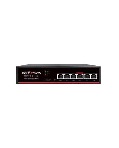 PND-04P-2M v.2. Коммутатор 6-портовый с функцией PoE. Polyvision в Сочи