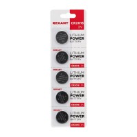Литиевые батарейки CR2016 3 V 80 mAh (30-1106). Элемент питания. Rexant