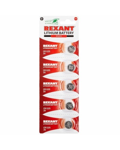 Литиевые батарейки CR1225 3 V 48 mAh (30-1103). Элемент питания. Rexant в Сочи
