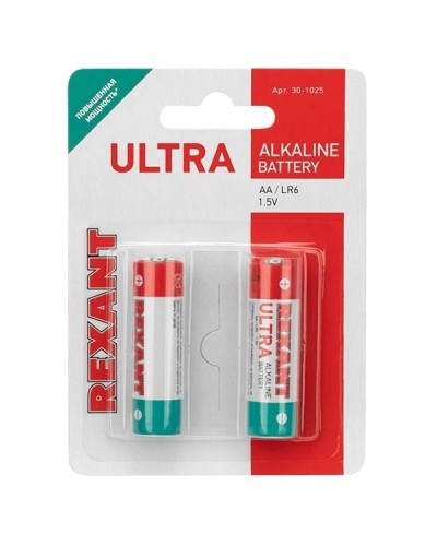 Ультра алкалиновая батарейка AA/LR6 1,5 V 2 шт. блистер REXANT (30-1025). Элемент питания. Rexant в Сочи