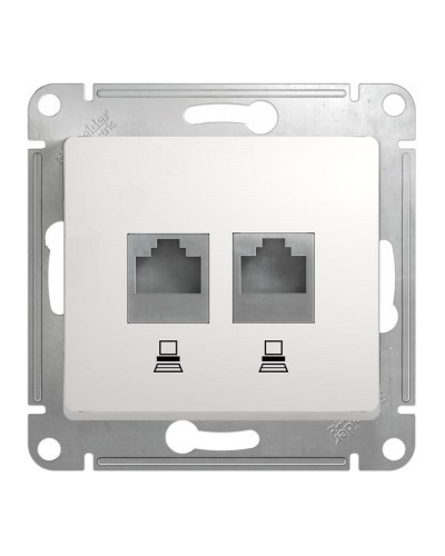 Glossa розетка RJ45+RJ45 2-местная, кат. 5Е, скрытой установки, механизм, белый (GSL000185KK). Розетка компьютерная. Systeme Electric в Сочи