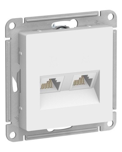 AtlasDesign розетка RJ45+RJ45, 2-местная, скрытой установки, механизм, белый (ATN000185). Розетка компьютерная. Systeme Electric в Сочи