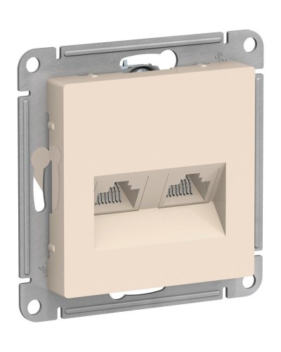 AtlasDesign розетка RJ45+RJ45, 2-местная, скрытой установки, механизм, бежевый (ATN000285). Розетка компьютерная. Systeme Electric в Сочи