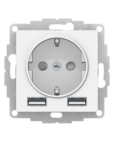 AtlasDesign розетка 1-местная с 2 USB A+A, скрытой установки, механизм, белый (ATN000130). Розетка с USB. Systeme Electric в Сочи