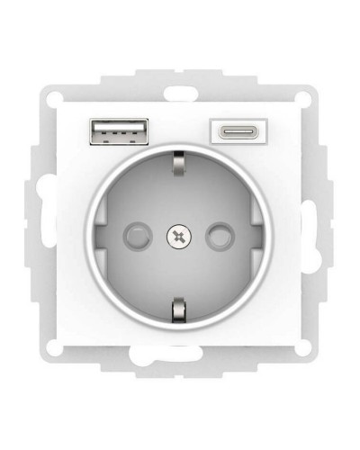 AtlasDesign розетка 1-местная с 2 USB A+C, скрытой установки, механизм, белый (ATN000132). Розетка с USB. Systeme Electric в Сочи