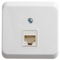 Этюд розетка RJ45 1-местная, кат. 5Е, открытой установки, белый (KOMA-001B). Розетка компьютерная. Systeme Electric
