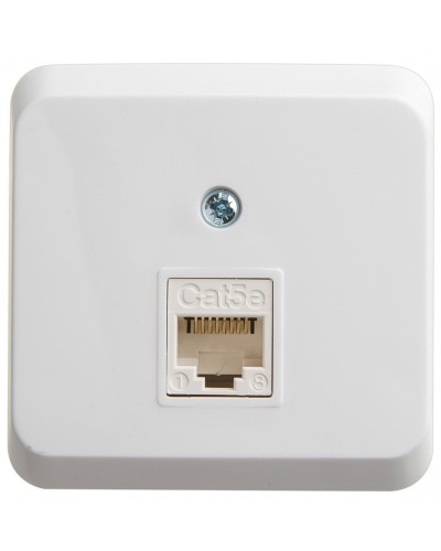 Этюд розетка RJ45 1-местная, кат. 5Е, открытой установки, белый (KOMA-001B). Розетка компьютерная. Systeme Electric в Сочи