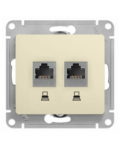 Glossa розетка RJ11+RJ45, 2-местная, кат. 5Е, скрытой установки, механизм, бежевый (GSL000285). Розетка компьютерная + телефонная. Systeme Electric в Сочи