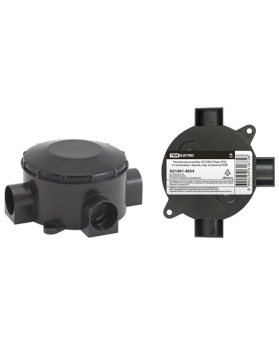 Распаячная коробка ОП D80х35мм, IP42, 3-х рожковая, черная TDM (SQ1401-4054). Распаячная коробка ОП. TDM ЕLECTRIC в Сочи
