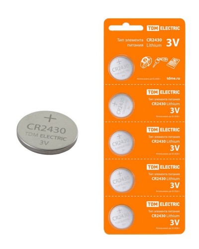 CR2430 Lithium 3V BP-5 TDM (SQ1702-0030). Элемент питания. TDM ЕLECTRIC в Сочи