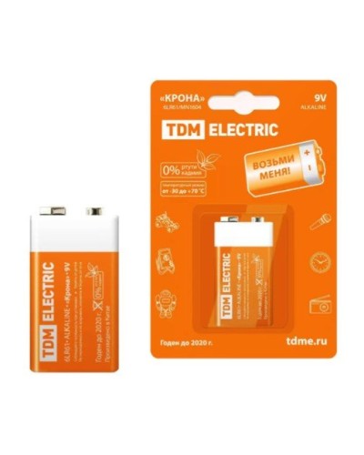6LR61 Крона 9V BP-1 TDM (SQ1702-0013). Элемент питания. TDM ЕLECTRIC в Сочи