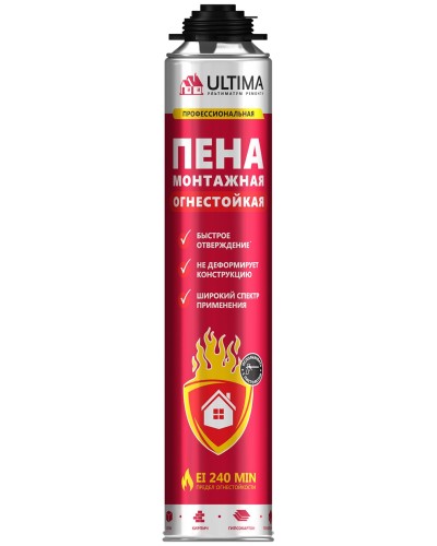 Пена огнестойкая ULTIMA PRO, 750 мл. Пена монтажная профессиональная. ULTIMA в Сочи