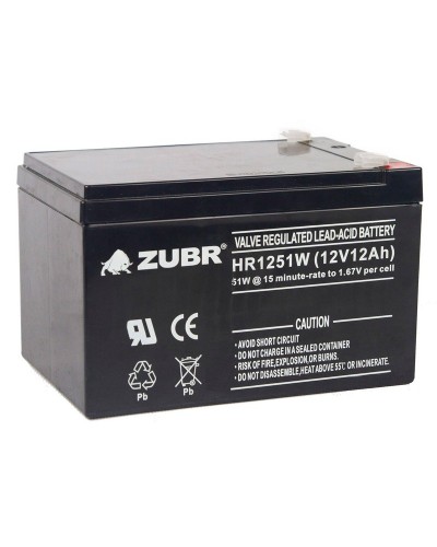 ZUBR HR 1251W (12V, 12Ah). Аккумулятор герметичный свинцово-кислотный. ZUBR в Сочи