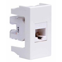 Розетка RJ-45 Viva 1 модуль кат.6A белая (45058). Розетка компьютерная экранированная с одним разъёмом. ДКС