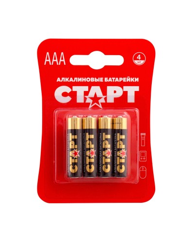 СТАРТ LR03-BL4 (1,5 В, AAA, LR03), упак. 4 шт. БЛИСТЕР. Алкалиновые батарейки. СТАРТ в Сочи
