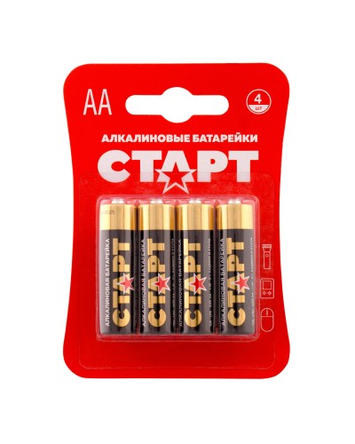 СТАРТ LR6-BL4 (1,5 В, AA, LR6), упак. 4 шт. БЛИСТЕР. Алкалиновые батарейки. СТАРТ в Сочи