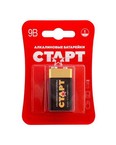СТАРТ 6LR61-BL1 (9 В, Крона,  6LR61), БЛИСТЕР. Алкалиновая батарейка. СТАРТ в Сочи